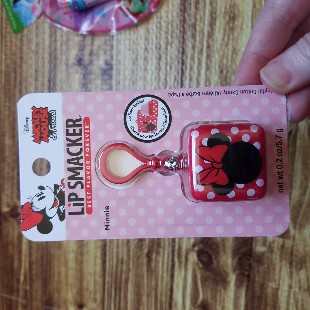 Disney Lip Smacker Key Chain Ring Bag Charm Lip Gloss Chapatick Princess Mickey